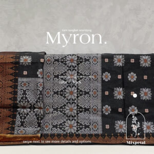 gambar tengan bahan Kain songket dan kain selendang myron berwarna black