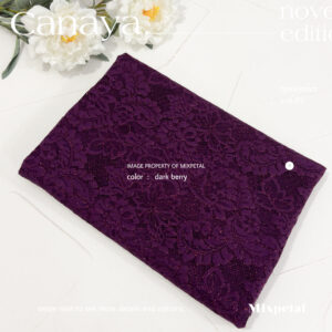 gambar menunjukan bahan Kain kebaya lace Canaya dalam warna dark berry