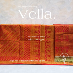 gambar kain songket dan kain selendang vella warna red