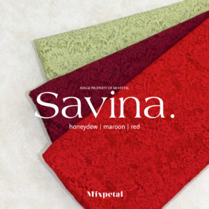 gambar menunjukan Kain kebaya semi perancis savina in red, maroon , honeydew