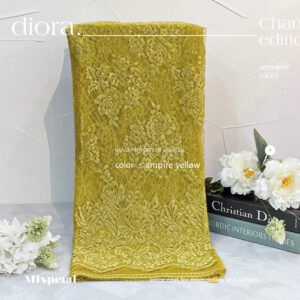gambar Kain kebaya chantili laminating glossy diora dengan warna empire yellow