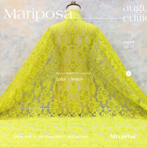 gambar Kain kebaya brokat cord metals mariposa dalam warna lemon