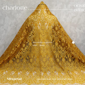 gambar Kain kebaya shimmering metallic Charlotte warna honey