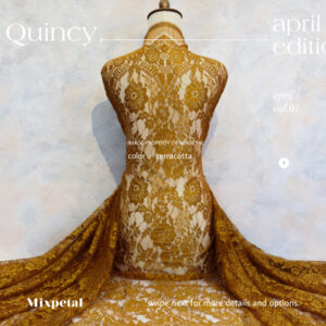 gambar Kain kebaya semi Chantilly laminating Quincy in terracotta